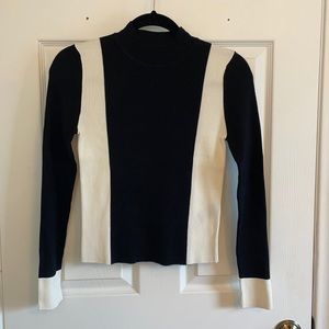 Colorblock Mock Neck Knit Sweater